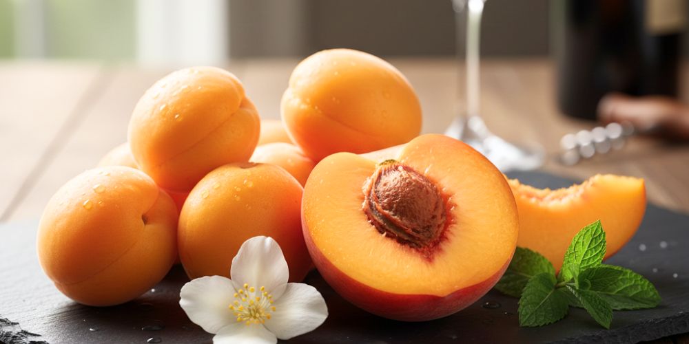 Fruta de hueso fresca y flores, analogía visual de la fase olfativa de un vino