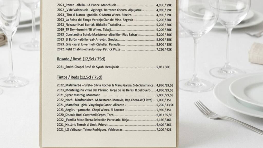 carta de vinos