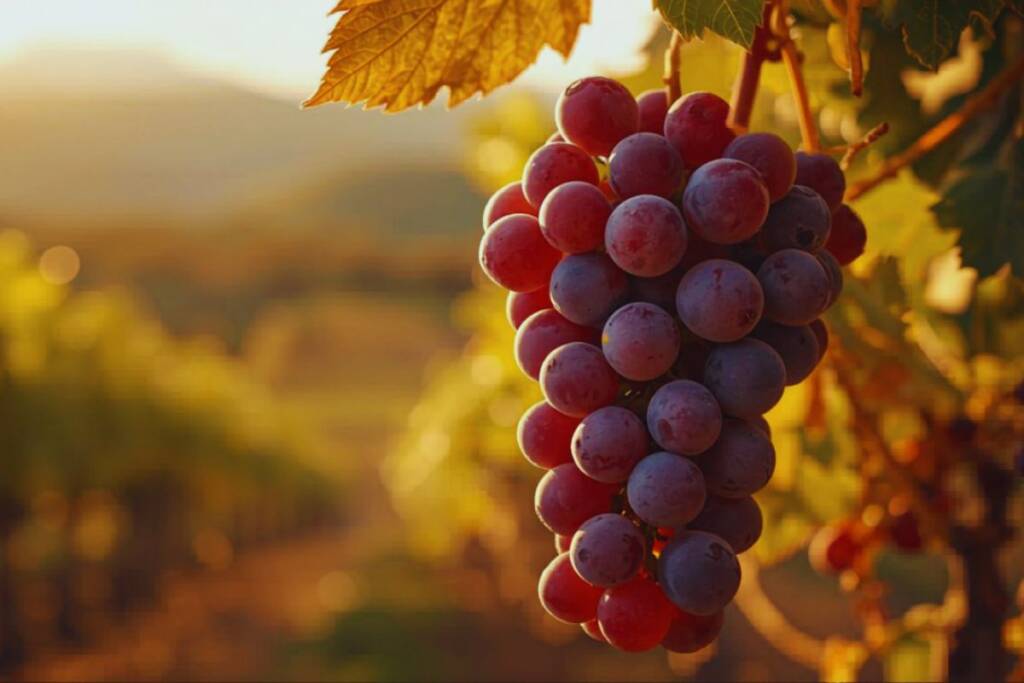 primer plano de racimo de uvas representando un viñedo de vinos de pago